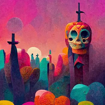 beautiful illustration of the Day of the Dead, Mexican tradition. colorful wallpaper of the day of the dead. catrin/catrina.