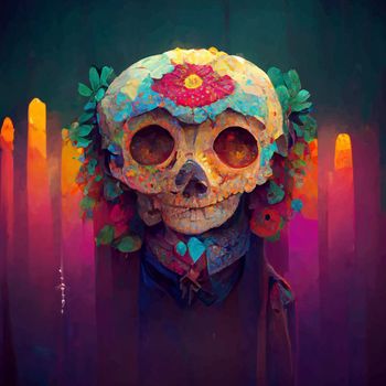 beautiful illustration of the Day of the Dead, Mexican tradition. colorful wallpaper of the day of the dead. catrin/catrina.