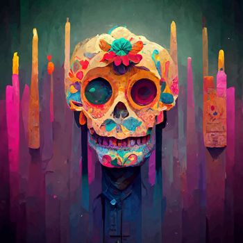 beautiful illustration of the Day of the Dead, Mexican tradition. colorful wallpaper of the day of the dead. catrin/catrina.