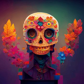 beautiful illustration of the Day of the Dead, Mexican tradition. colorful wallpaper of the day of the dead. catrin/catrina.