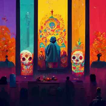 beautiful illustration of the Day of the Dead, Mexican tradition. colorful wallpaper of the day of the dead. catrin/catrina.