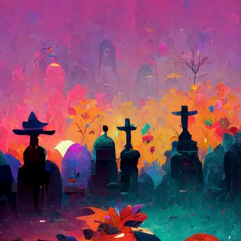 beautiful illustration of the Day of the Dead, Mexican tradition. colorful wallpaper of the day of the dead. catrin/catrina.