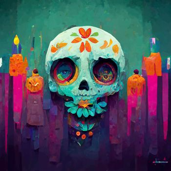 beautiful illustration of the Day of the Dead, Mexican tradition. colorful wallpaper of the day of the dead. catrin/catrina.