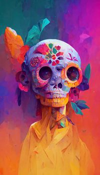 beautiful illustration of the Day of the Dead, Mexican tradition. colorful wallpaper of the day of the dead. catrin/catrina.