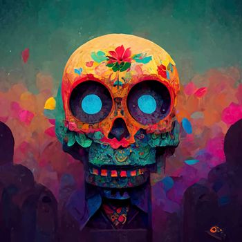 beautiful illustration of the Day of the Dead, Mexican tradition. colorful wallpaper of the day of the dead. catrin/catrina.