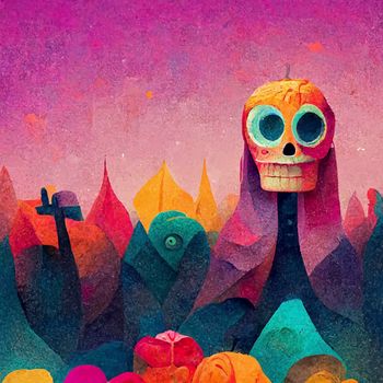 beautiful illustration of the Day of the Dead, Mexican tradition. colorful wallpaper of the day of the dead. catrin/catrina.