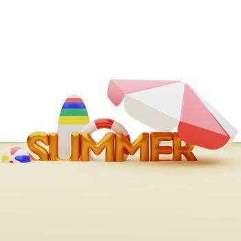 3d rendering summer concept isolated