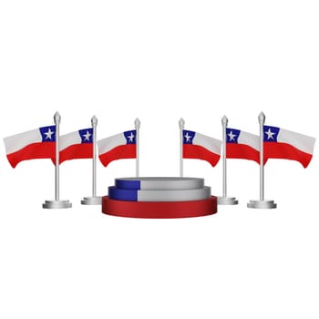 3d rendering of podium with chile national day concept