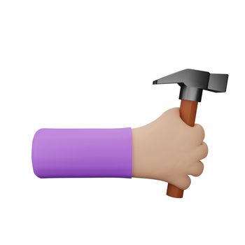 3d rendering of a hand holding a tool hammer