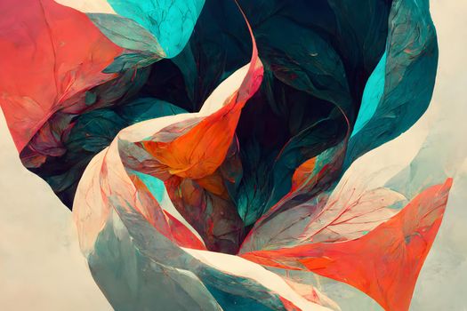 colorful abstract painting-like feathers background, neural network generated art.