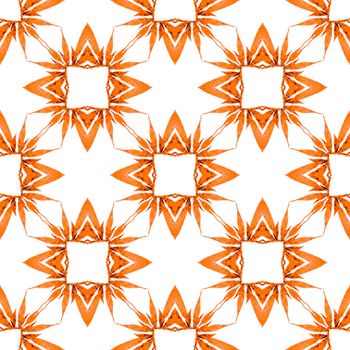 Trendy organic green border. Orange cute boho chic summer design. Organic tile. Textile ready impressive print, swimwear fabric, wallpaper, wrapping.
