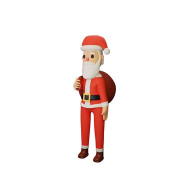 3d rendering of santa character with christmas and new year concept