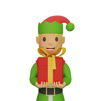 3d rendering of santa elves character with christmas and new year concept