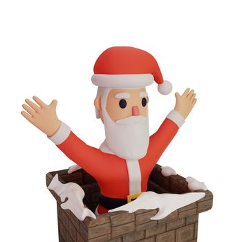 3d rendering of santa character with christmas and new year concept