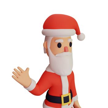 3d rendering of santa character with christmas and new year concept