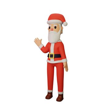 3d rendering of santa character with christmas and new year concept