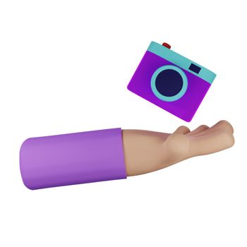 3d rendering hand with camera concept
