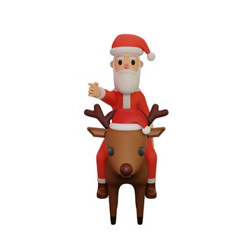 3d rendering of santa character with christmas and new year concept