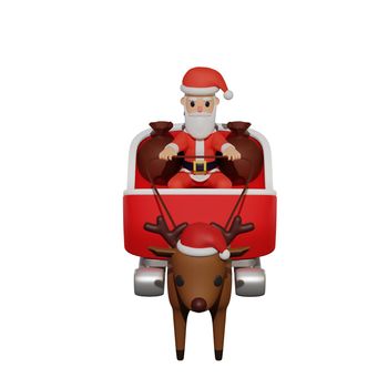 3d rendering of santa character with christmas and new year concept