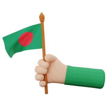 3d rendering hand with bangladesh national day concept