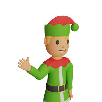 3d rendering of santa elves character with christmas and new year concept