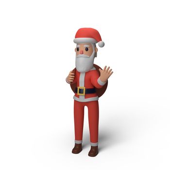 3d rendering of santa character with christmas and new year concept