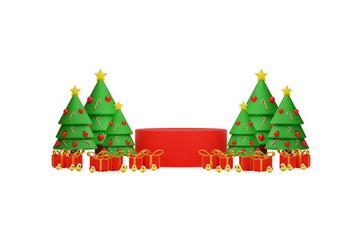 3d rendering podium sale with merry christmas and new year concept