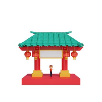 3d rendering of temple chinese new year concept