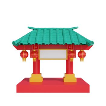 3d rendering of temple chinese new year concept