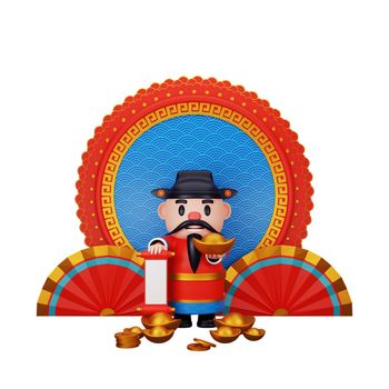 3d rendering of god of wealth chinese new year concept