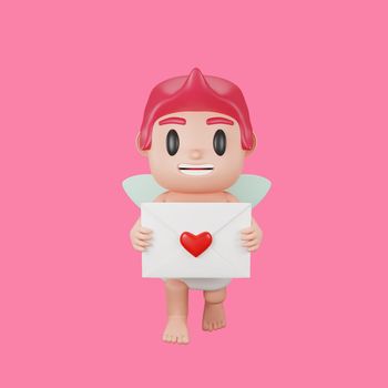 3d rendering of cupid character valentine's day concept