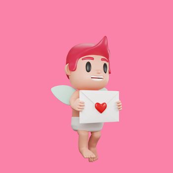 3d rendering of cupid character valentine's day concept