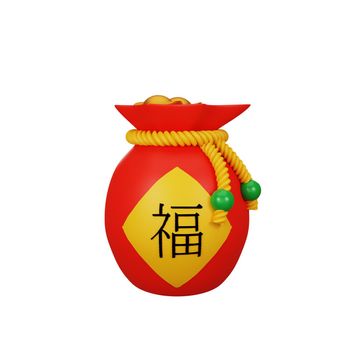3d rendering of money bag chinese new year concept