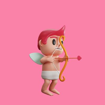 3d rendering of cupid character valentine's day concept