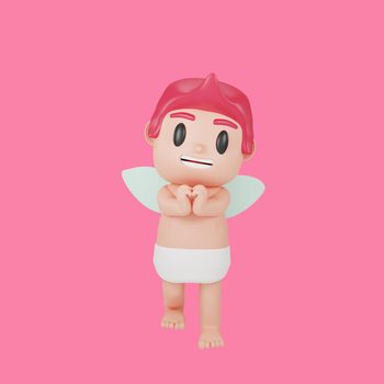 3d rendering of cupid character valentine's day concept