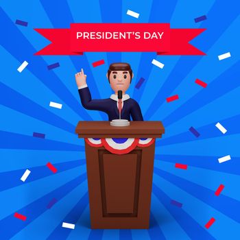 3d rendering of presidents day