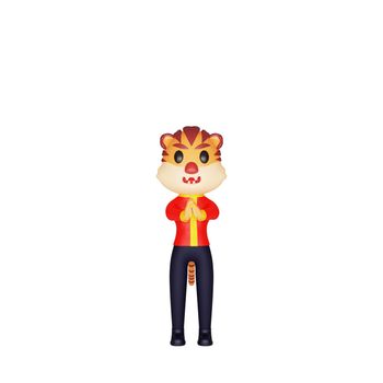 3d rendering of character tiger chinese new year concept