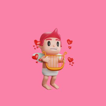 3d rendering of cupid character valentine's day concept