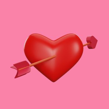 3d rendering of heart with valentine's day concept