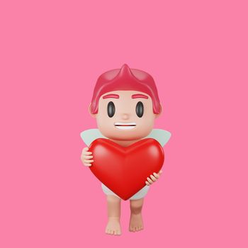 3d rendering of cupid character valentine's day concept