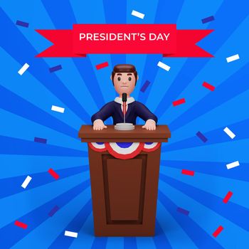 3d rendering of presidents day