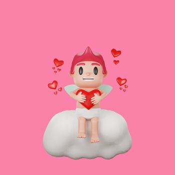 3d rendering of cupid character valentine's day concept