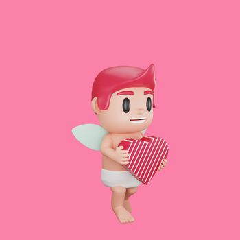 3d rendering of cupid character valentine's day concept