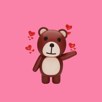 3d rendering of teddy bear valentine's day concept