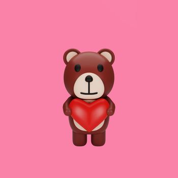 3d rendering of teddy bear valentine's day concept