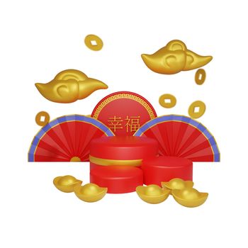 3d rendering of podium sale chinese new year concept