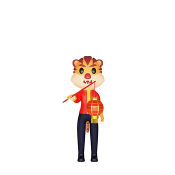 3d rendering of character tiger chinese new year concept