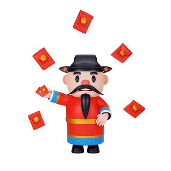 3d rendering of god of wealth chinese new year concept