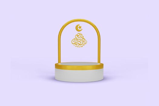 3d render Islamic Ramadan greetings, 3d ornaments and Islamic podiums