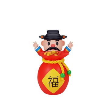 3d rendering of god of wealth chinese new year concept